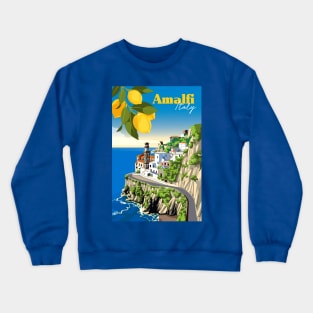 Vintage Travel Poster - Lemon Trees Amalfi, Italy Crewneck Sweatshirt